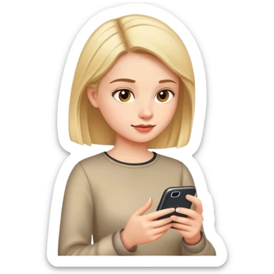 Girl texting on phone sticker