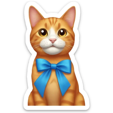 orange cat with blue bow doing this face 😼 sticker