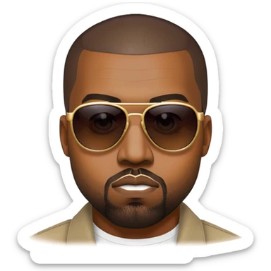 Kanye West with sunglasses and his signature look sticker
