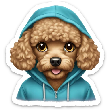 Toy poodle wearing a hoodie sticker