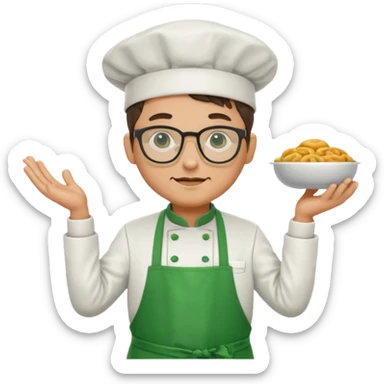 chef with green apron, wearing glasses sticker