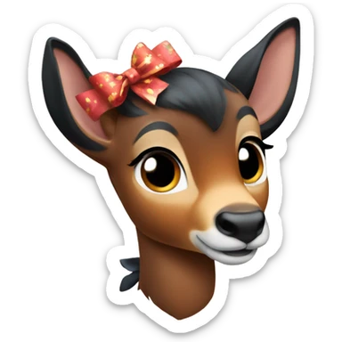 bambi with bow sticker