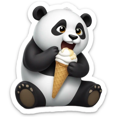 Panda eating ice cream sticker
