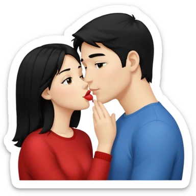Girl with black hair kiss blonde gut sticker