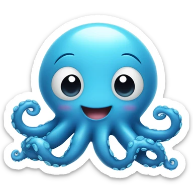 A blue cute octopus with a big smile, baby style sticker