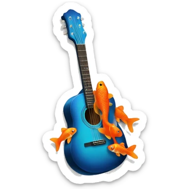 Blue guitar with orange koi fish sticker