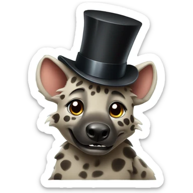 Cute hyena with a top hat sticker