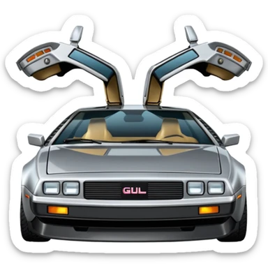 DeLorean DMC-12 doors closed sticker