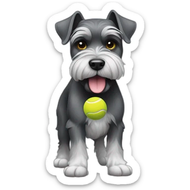 Full body schnauzer tennis ball in mouth sticker