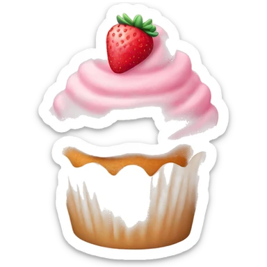 birthday pastel pink strawberry capcake  sticker