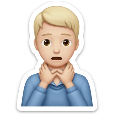 Someone chocking themselves  with their hands around their neck sticker