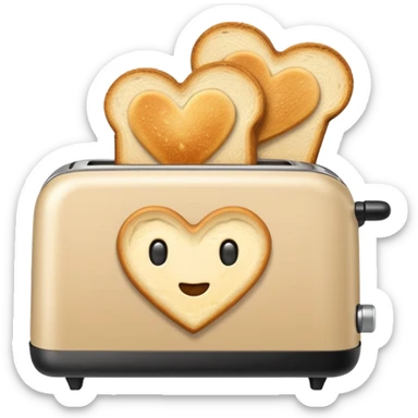 Light Beige heart toaster with toast  sticker