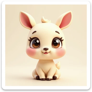 realistic vanilla emoji with expressive doe eyes, pink cheeks, transparent background sticker