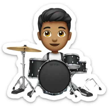 teenager with matte skin and short hair playing drums sticker