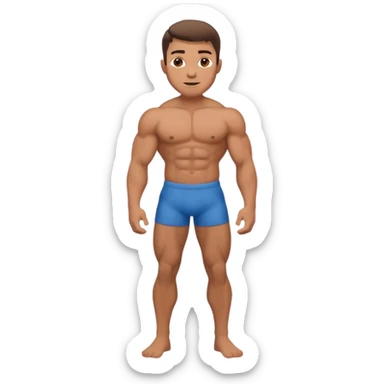Shirtless buff guy posing but his legs are very small sticker