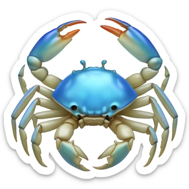White and blue iridescent crab sticker