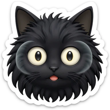 black cat resembling dust sprites from Studio Ghibli sticker