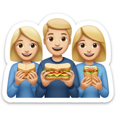 three people eating sandwich sticker
