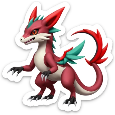 Colorful Cool Badass  Meloetta-Zangoose-Noivern-Salandit-Guilmon-Darkrai-Pokémon-Fakémon-fusion-hybrid-creature sticker