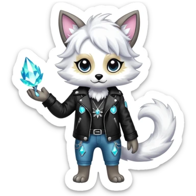 Cool cute Kawaii edgy fantasy animal sparkle fursona Fionbri creature by griffsnuff & LiLaiRa & Falvie full body sticker