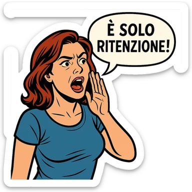 DONNA CHE DICE IN UN FUMETTO ALLA SUA DESTRA: "è SOLO RITENZIONE!" sticker
