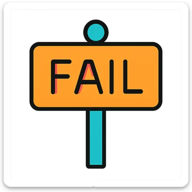 icon-style sign that says 'fail', with a modern flat design, easy to read sticker