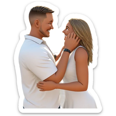 happy couple by the ocean sticker