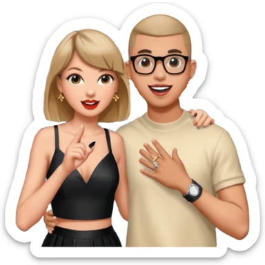 bad bunny, taylor swift singing together sticker