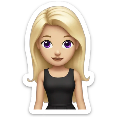 Blonde girl with violet eyes wearing a short black dress sticker