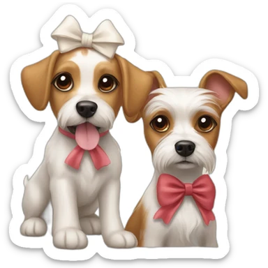 Maltese dog with bow on head and Zwergpinscher dog sticker