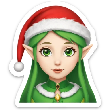 A female elf with santa hat sticker