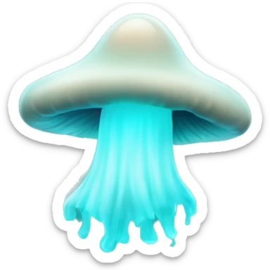 Ghost cyan glowing mushroom sticker