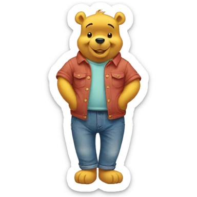 Winnie the pooh in blue shirt and jeans sticker