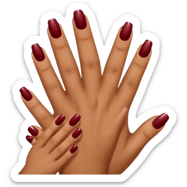 Emoji manucure main beige et nail art sur les ongles de couleur rouge foncé  sticker