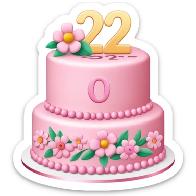 make a floral pastel(more pink) cake that is aesthetic with the number 2 and 0 on it sticker