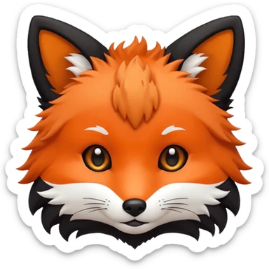 une tête de renard trop kawaii avec des poils noirs à la place des poils blancs sticker