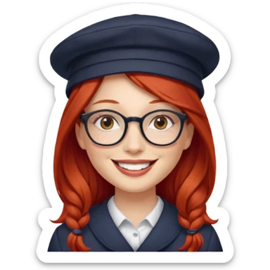 hatted womanwith glasses and long red hair sticker