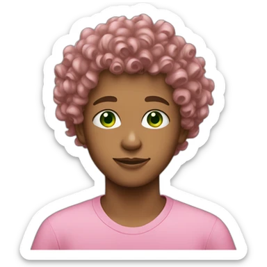 13 years old Boy Green eyes curly hair pink skin sticker