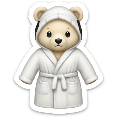 white teddy bear bathrobe sticker