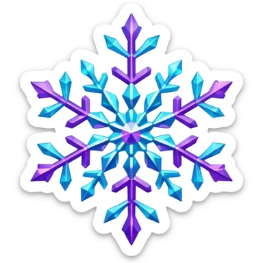 cyan and purple snowflake glitter sticker