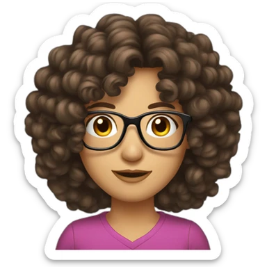 brune cheveux bouclés lunettes sticker