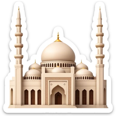 Cinematic Realistic Mohammad Al-Amin Mosque Landmark Emoji, showcasing the intricate architecture of the mosque rendered with rich textures and majestic, soft lighting. sticker