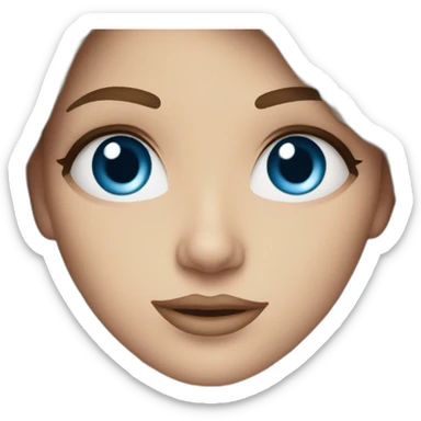 A beautiful white woman with blue eyes and long brown wavy hair sticker