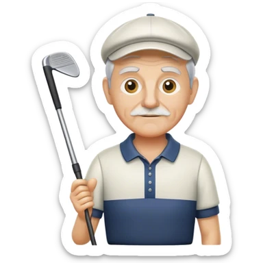 half figure old golf player with golf club  sticker
