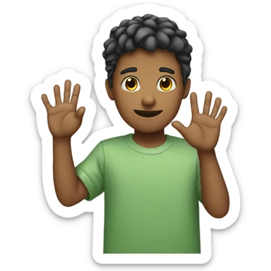 boy holding up 5 fingers on one hand sticker