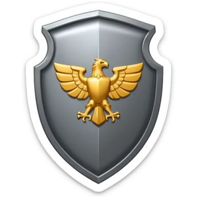 Steel gray shield with muscle icon sticker