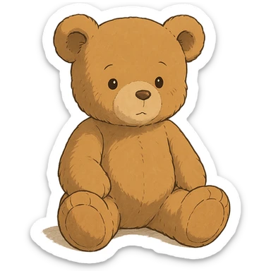 teddy bear in ghibli style sticker