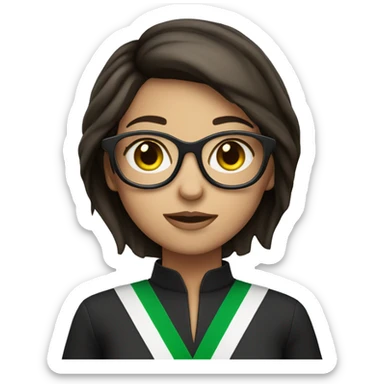 Brunette girl with glasses and short hair holding Israeli flag  sticker