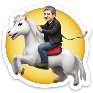 Jean Luc Mélenchon riding a pokémon sticker