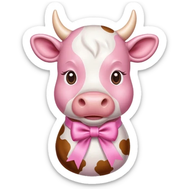 Pink cow with ribbon sticker